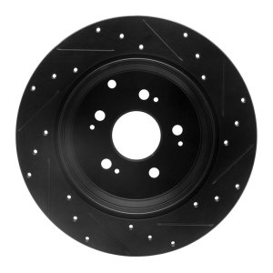 Acura ZDX Brake Rotor (1) - Rear Left - R1 Concepts - Drilled & Slotted - Black - `07-`17
